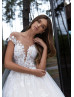 Short Sleeve Beaded Ivory Sparkling Tulle Lace Wedding Dress